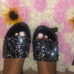 black gem sandals